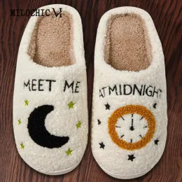 Slippers Winter Slippers Indoor Slippers NonSlip Women Men Warm Plush Home Slipper Fashion Meet Me At Midnight Slippers SlipOn Slippers