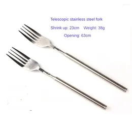 Gafflar utdragbara gaffel rostfritt stål västerländsk stil middag fruktdessert långt bestick köksverktyg