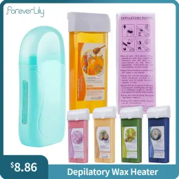 Waxing foreverlily 3in1 Roll On Depilatory Wax Heater Face Body Hair Removal Epilator Wax Heating Machine with Waxing Strips Paper