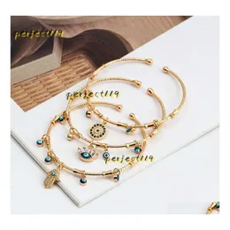 Bangle Bangle Fashion Jewelry Bracelets Enamel Palm Blue Eyes Opening Fashion Bracelet Drop Delivery 2024 Designer Bracelet Jewelry High Quality
