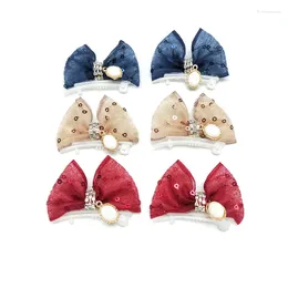 Dog Apparel Pet Bowknot Ears Clip Hair Grooming And Accesories 20pcs