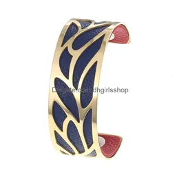 Bangle Cremo Stainless Steel Jewelry Interchangeable Leather Gold Color Bangles Bracelets For Women Manchette Femme 230710 Drop Delive Dhyb8