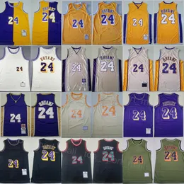 Erkek Vintage 24 Bryant Basketbol Forması Geri Tutulma Gömlek Spor Hayranları için Retro Nefes Alma Takımı Renk Kırmızı Mavi Sarı Bej Beyaz Siyah Dikiş Giyim