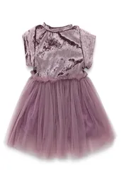 Baby Mädchen Samt Wildleder Tüll Kleid TU Kleid Kurzarm Einfarbig Prinzessin Kleid Sommer Kinder Kleidung Kinder Kleidung 793 X26228126