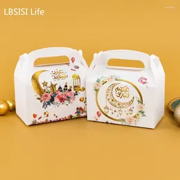 Geschenkpapier LBSISI-Eid Ramadan Weiße Papierbox Verpackung Süßigkeiten Schokolade Keks Snack Home Meeting Life 4 Stück