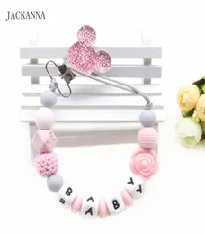 Personalisierte Name Baby Schnuller Clips Maus Kopf Schnuller Halter Kette Silikon Perlen Baby Zahnen Kette Kindergarten Spielzeug Dusche Geschenke8692301