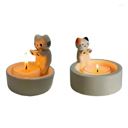 Suporte de vela adorável gatinho suporte para ornamento de decoração de casa quente e convidativo