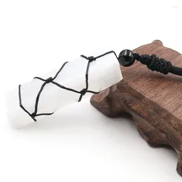 Anhänger Halsketten FYJS Einzigartige Unregelmäßige Form Gips Handgemachte Webart Seil Kette Halskette Ethnischen Stil Schmuck