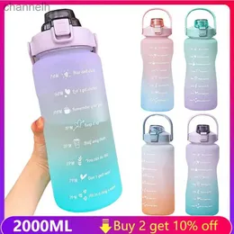 Bottiglie d'acqua Borraccia da 2 litri Borraccia motivazionale Borraccia sportiva con adesivi per segnatempo Bicchieri d'acqua riutilizzabili portatili yq240320