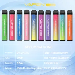 Original Vapen Cube Disponibla Vape E Cigaretter Starter Kit 3000 Puffs Pen Prefilled Pod 1000mAh Batteri 0% 2% 5% Förångare EU Partihandel Inget behov Laddning Bästa smakånga