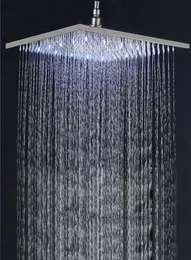 Bathroom Shower Heads Nickel Black Chrome Gold 16 Inch Led Rain Head High Pressure Without Arm Work by Water Flow Temp V0bv287B6415484