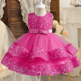 Flicka klänningar baby flickor paljetter tutu klänning 1: a födelsedag dop prinsessa barn fest klänning barn för bröllop lyx