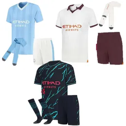 جديد 23 24 Haaland Soccer Jerseys Grealish Sterling Mans Cities Mahrez Fans Version De Bruyne Foden 2023 2024 Tops Tops Shirt Kids Kit Sets Uniform Boys Youth