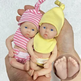 6 polegadas Full Silicone Mini Reborn Girl Bebe Lifelike Handmade Soft Bebe Reborn Doll Palm Lovely Toys para escolher 240308