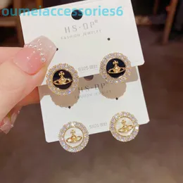 Branddesigner Western Empress Dowagerearring Stud French Light Round Small Fragrance S925 Silver Needle Exquisite Fashion and Sense Celebrity Style Earrings