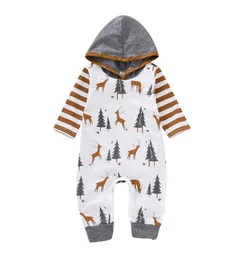 Yeni doğan bebek karikatür tulum bebek bebek Noel geyik ağacı kapşonlu romper çizgili onesies çocuk gündelik yürümeye başlayan kız bodysuit 6548431