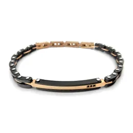 Bracciale da uomo Runda in ceramica nera con cinturini da polso in acciaio inossidabile intarsiato con zirconi misura regolabile 22 cm Bracciale di marca di lusso da uomo 240313