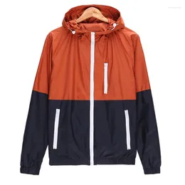 Männer Jacken Frühling Herbst Dünne Mäntel Männer Langarm Patchwork Zipper Mit Kapuze Jacke Männlich Marke Outwear Kleidung 2024