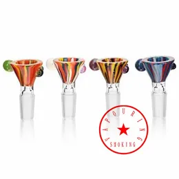 Latest Smoking Colorful Wig Wag Style Thick Glass 14MM 18MM Male Joint Herb Tobacco Glass Filter Bowl Oil Rigs Waterpipe Bong DownStem Bubbler Holder DHL