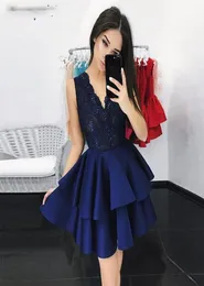 2019 vneck dantel ruffles saten 8 sınıf mezuniyet elbiseleri vestidos de graduacion kısa balo elbisesi momecoming elbiseler4894274