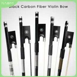 Gitarr naomi 4/4 full storlek svart kolfiber violin båge vit/svart mongolia häst hår runda stick paris öga ebenholt förlåt snabbt svar