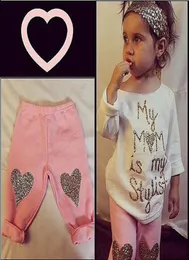 Venda de roupas infantis para bebês meninas, conjunto de roupas de manga comprida, camisetas, calças compridas, calças para meninas, roupas de outono 6199091