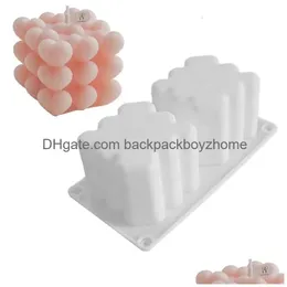 Candles 3D Love Heart Candle Sile Mod Diy Aromatherapy Art Making Gypsum Soap Mold Square Bubble Dessert Supplies Drop Delivery Home G Dh8Pi