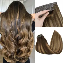 Uzantılar Dikişsiz Pu Klip Saç Uzantıları İnsan Saç Görünmez Balayage Ombre Sarışın Silah Akı Remy Saç Uzantıları 150g Klip