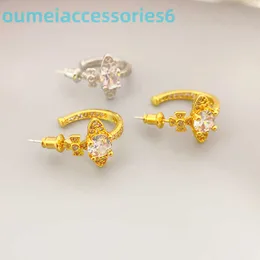 Branddesigner Western Empress Dowagerearring Stud French와 토성 스터드 다이아몬드 세련된 925 실버 바늘 단순하고 멋진 스타일 다재다능