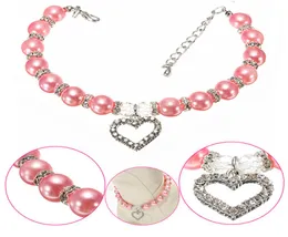 Bling Rhinestone Cat Dog Collar Pearl Necklace Eloy Diamond Puppy Pet Collar Leases For Dogs Mascotas Dog Accessories5264125
