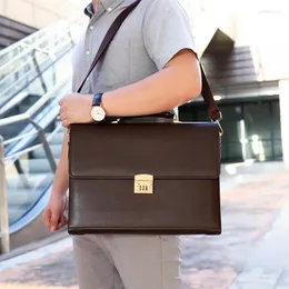 Briefcases Classical Business Bag Retro Luxury PU Leather 3-Digits Password Handbag Crossbody Laptop Computer