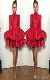 짧은 칵테일 드레스 붉은 빨간색 슬리브 계층 마이클 코스텔로 미니 무도회 드레스 여자 홈 커밍 드레스 4205568