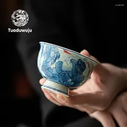 Tea Cups XH247 Jingdezhen Ceramic Master Cup Single Blue And White Underglaze Color Retro Personal