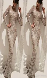 Sparkly Long Sleeves Mermaid Arabic Dubai Prom Dresses Jewel Neck Event Evening Party pageant Gowns Plus Size Abendkleider robe de3291870