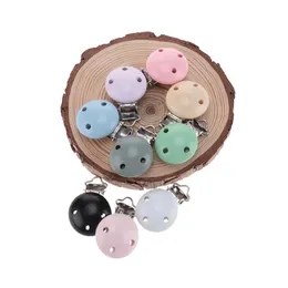 50 pz Clip per ciuccio per bambini Legno Metallo 29mm Fermagli per succhietto per neonati Porta capezzoli Articoli per bambini Clip per perline per dentizione 240311