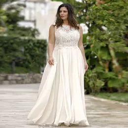 Vintage plus size a linha vestidos de casamento verão chiffon boho vestido de noiva renda superior saia franzida oversize fora mariage