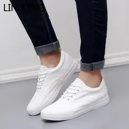 Sapatos lin king moda renda up masculino sapatos vulcanizados fora da tela casual sapatos de altura respirável Aumentar sapatos de homem baixo tênis de top