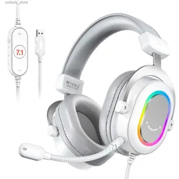 Cell Phone Earphones FIFINE RGB gaming headphones with 7.1 surround sound/3-EQ/MIC PC amplifier - H6W online control headphones Q240402
