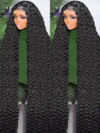 40 -дюймовый HD Curly Lace Front Human Hair Wigs Brazilian для женщин, предварительно сорванных на 13х4 глубоковод
