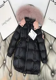 cappotto di pelliccia per bambini per ragazze moda bambina boutique cappotti da neve colore nero designer ragazzi vestiti invernali caldi intero 90160 cm1200551