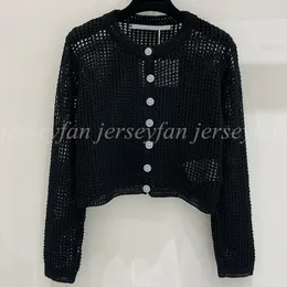 Women Cardigan Style Letter مجوفة للزر قصير الأزرار SML مع حقيبة الغبار 26714