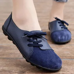 Sıradan Ayakkabı Kadın Dantel Up Düz Bahar Sonbahar Retro Yuvarlak Kafa Loafers Hafif Anti-Slip Yürüyüş Ayakkabı Zapatos Plano