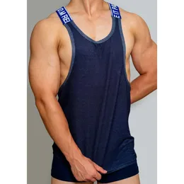 D. m Mens iç çamaşırı tank üstü seksi mektup katı denim spor fitness sling gevşek pijamalar ev eğlence