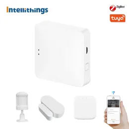 Steuern Sie Smart Life Home Bridge Tuya Zigbee Wireless Hub Fernbedienung Türsensor Rauchsensor TH-Sensor Wasserlecksensor