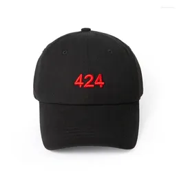 Ballkappen High Street Rote Stickerei 424 Baseballkappe Männer Frauen 1:1 Qualität Innenetikett Verstellbare Schnalle Hüte