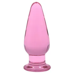 Plug anale in vetro rosa Dildo ano Masturbatore Stimolatore del punto G Giocattoli adulti del sesso per donna Uomo Inserto in vetro erotico Butt Plug