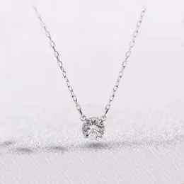 Collana Swarovski di gioielli di lusso Collana rotonda in argento con diamante singolo di alta edizione per donna con catena per collare in cristallo Swarovski Element per donna