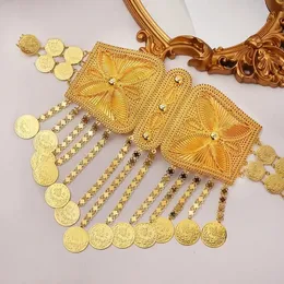 Turkey Totem Coin Pendant for Ladies Turkish Wedding Belt Gold Plated Oversized Waist Chain Saudi Gift 240305