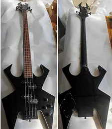 Neck Thru Body Electric Bass Guitar 4 Strings Rare Shaped Black Mahogany Body Professional Bass