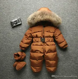 2018 inverno bebê quente macacão infantil crianças snowsuit outerwear recém-nascido menina e meninos macacão de neve com capuz de pele 4886517